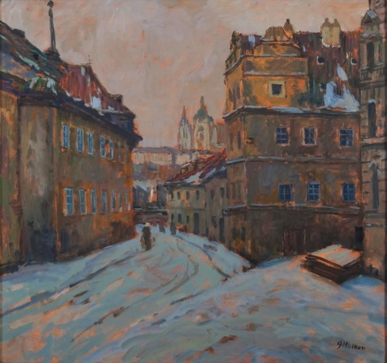 Nerudova Street. Painting by Gustav Macoun, before 1934
