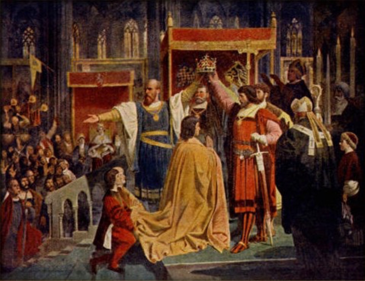 The coronation of Albert II as King of Bohemia in 1438. Painting by Karel Svoboda (1824–1870)