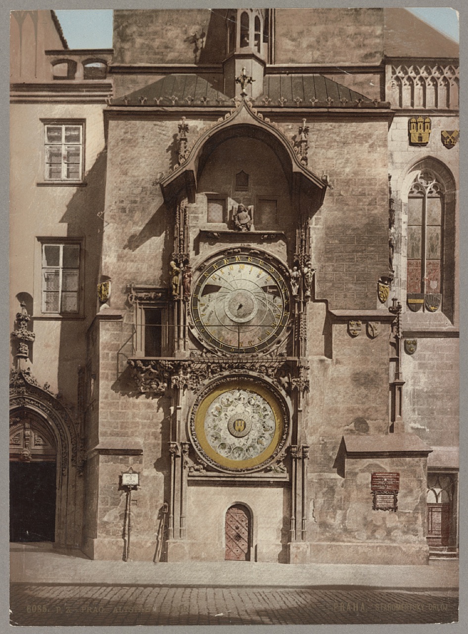 The Old Town astronomical clock, Photoglob photochrom, about 1890