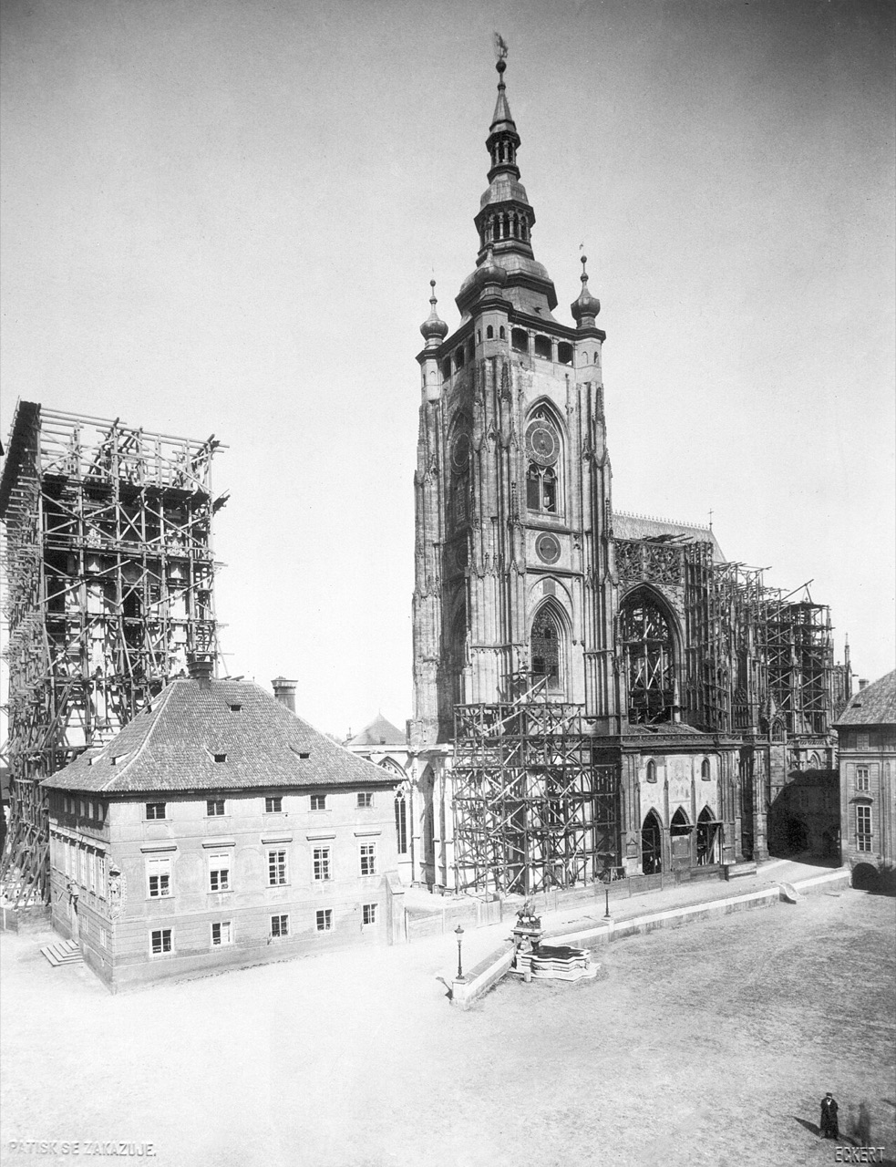 St Vitus Cathedral during its completion, about 1887. Jindřich Eckert