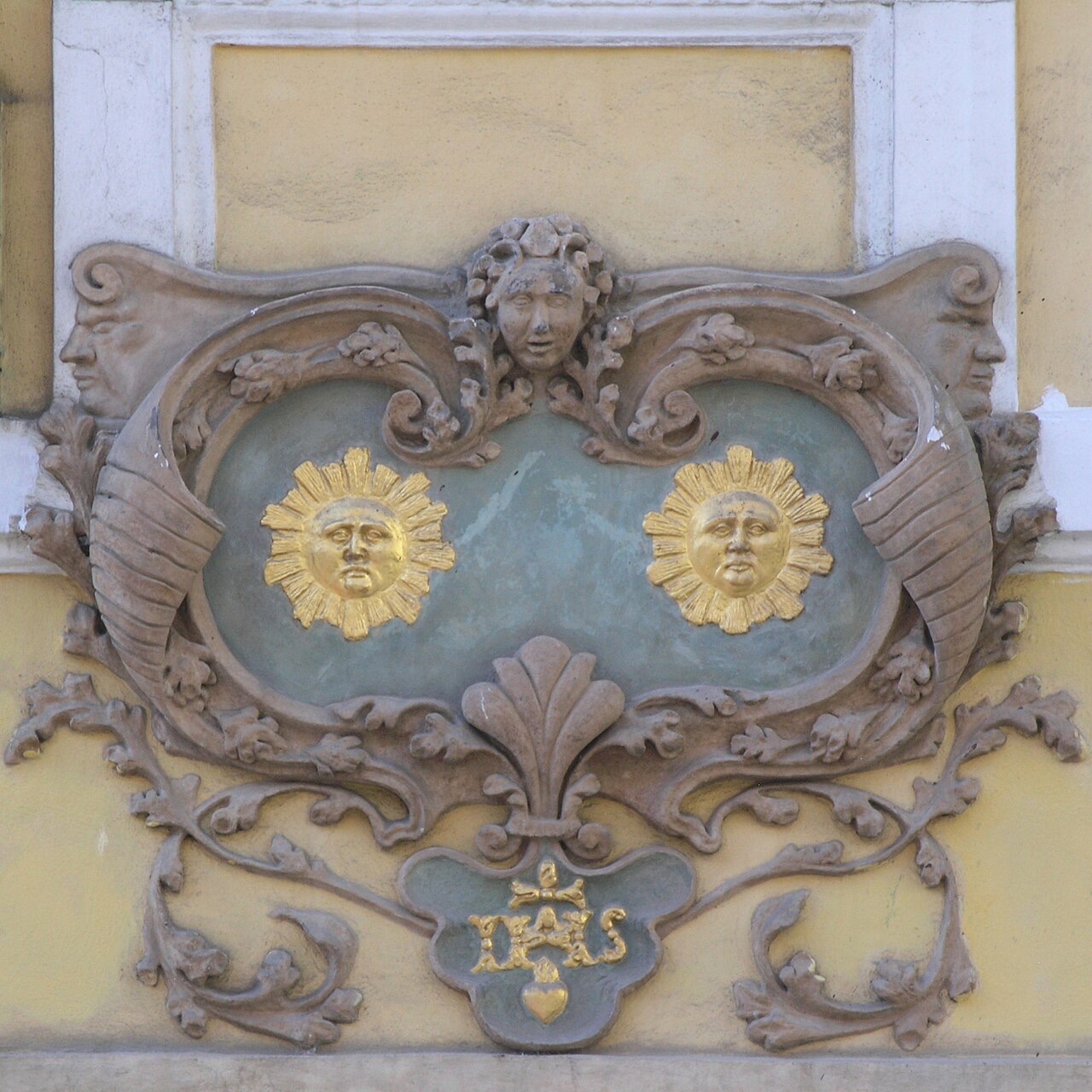The house sign At the Two Suns, Nerudova 47, where Jan Neruda lived